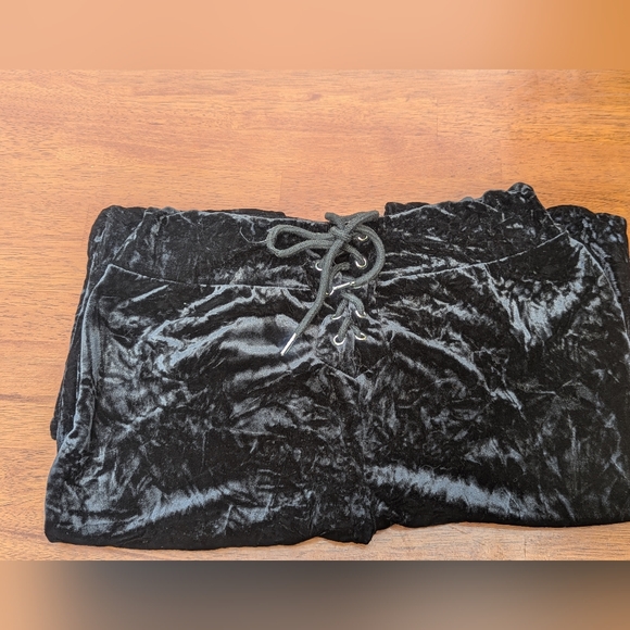 Black Crushed Velvet Pants - Picture 1 of 2